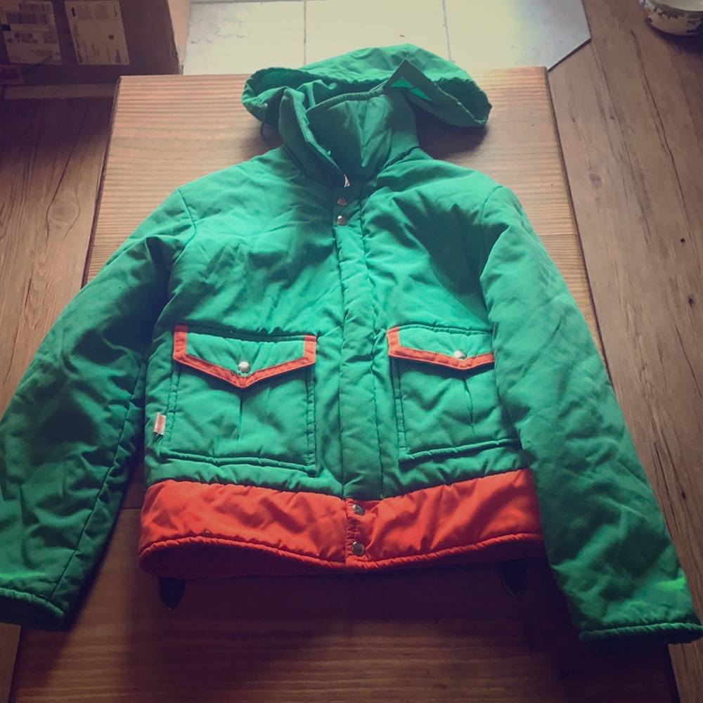 Vintage teal ski jacket coat